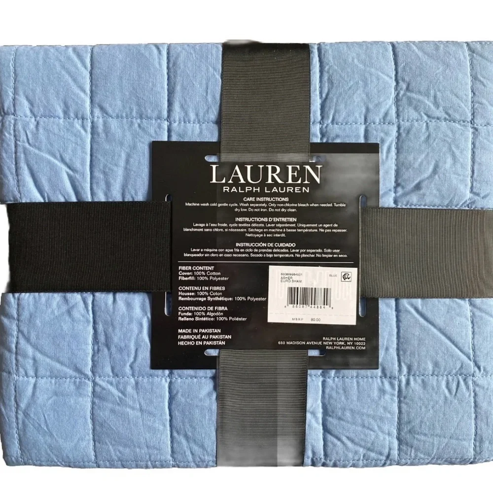 Lauren Ralph Lauren Blue Asher Euro Sham 26”X26” NWT